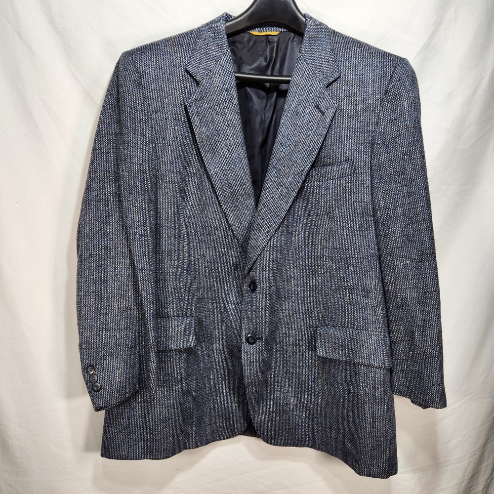 Vintage Kuppenheimer Premier Edition Sport Coat Size 44 Blue Tweed Blazer Jacket